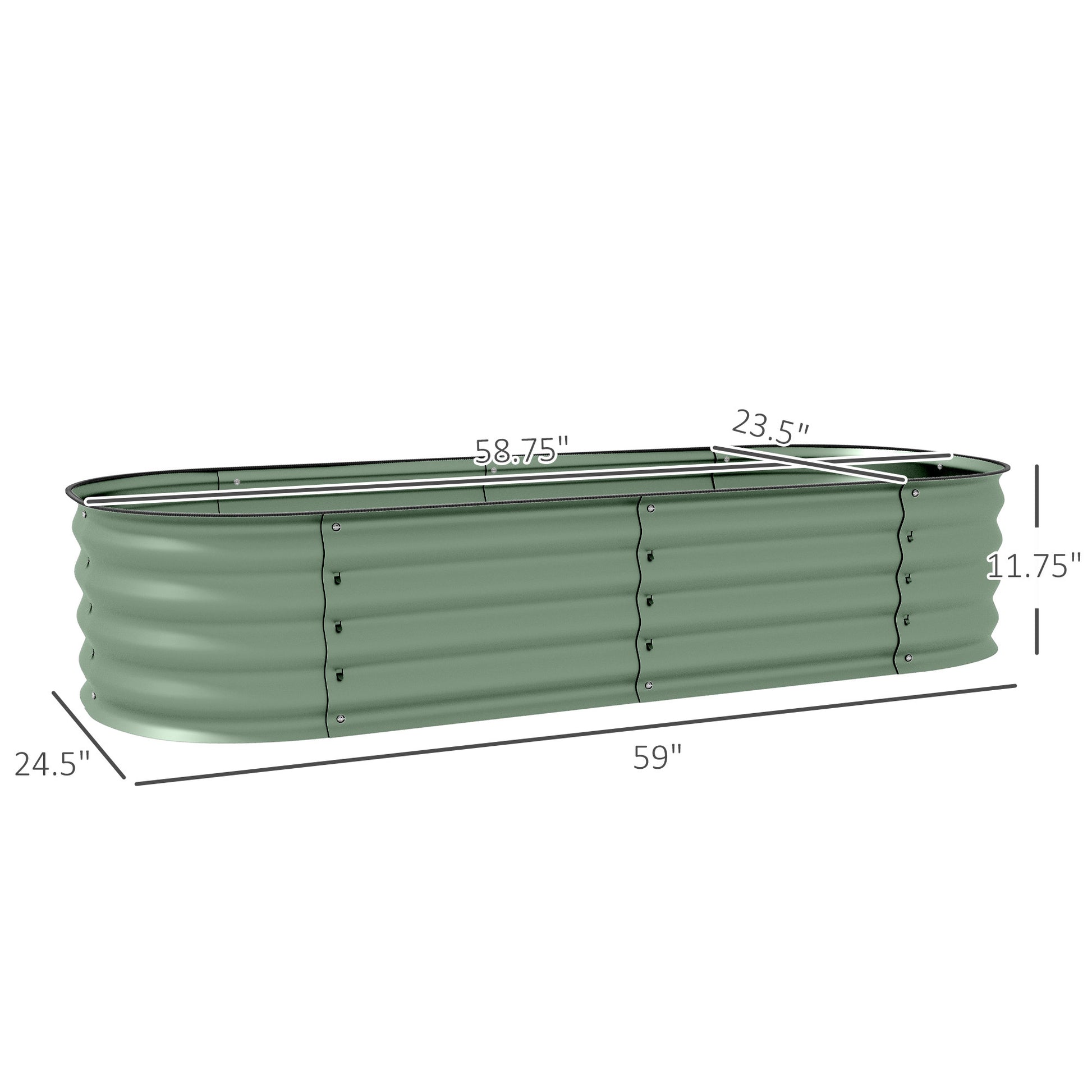 Outsunny 4.9' X 2' X 1' Galvanized Raised Garden Bed Kit, Outdoor Metal Elevated Planter Box With Safety Edging, Easy Diy Stock Tank For Growing Flowers, Herbs & Vegetables, Green Green Steel