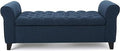 Hayes Armed Storage Bench Navy Blue Fabric