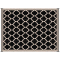 Outsunny Reversible Outdoor Rug Carpet, 9' X 18' Waterproof Plastic Straw Rug, Portable Rv Camping Rugs With Carry Bag, Large Floor Mat For Backyard, Deck, Picnic, Beach, Black & Beige Black Polypropylene