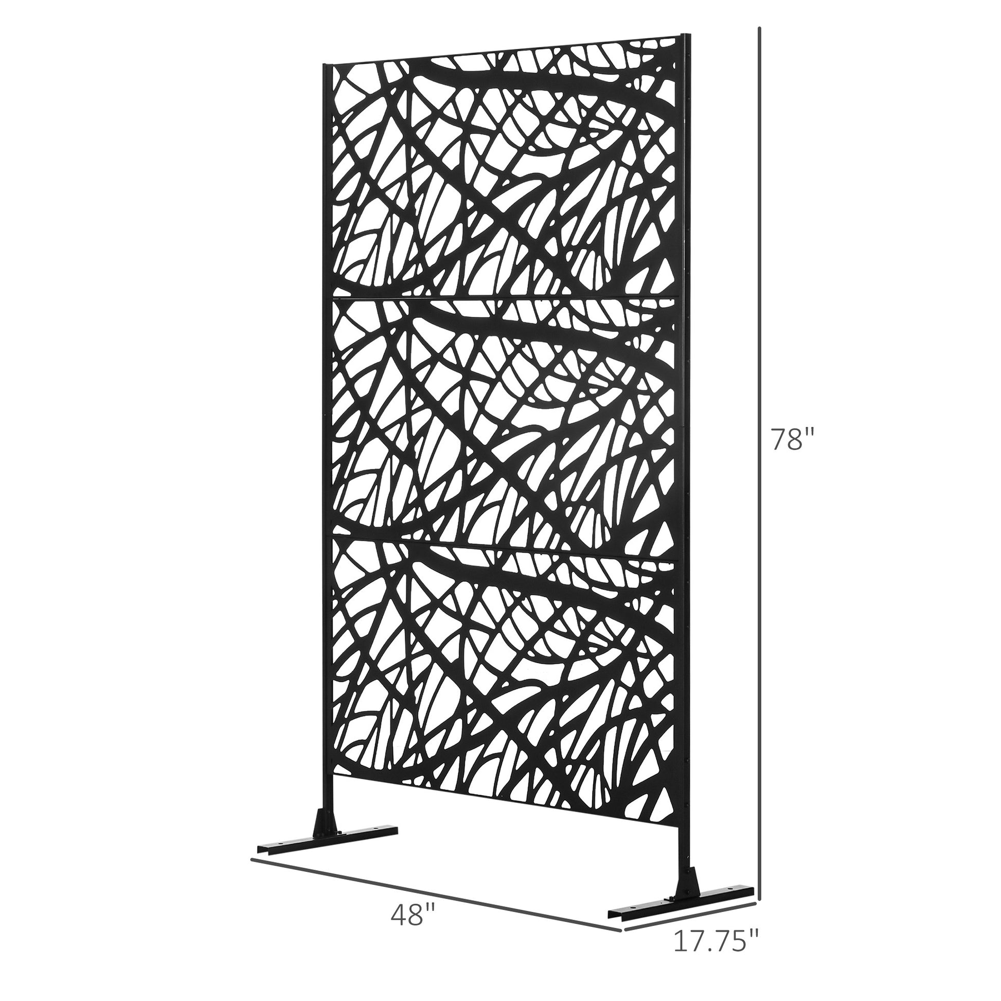 Outsunny Decorative Outdoor Privacy Screen, See Through Outdoor Divider Separator With Twisted Branch Motif For Fun Shadows Or Climbing Plant Trellis, Fence Panel For Garden Walkway, Backyard, 6.5Ft Black Steel