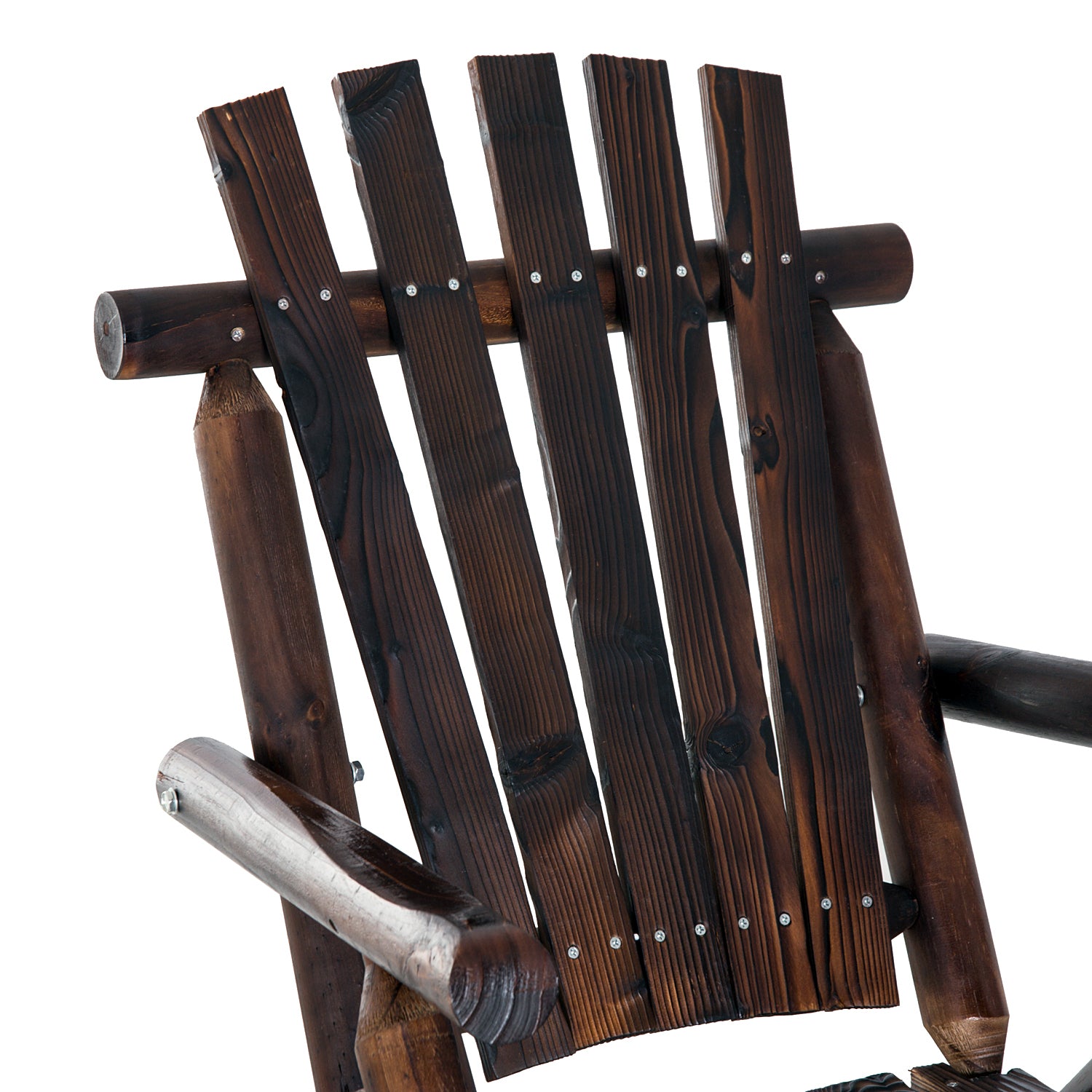 Outsunny Outdoor Wooden Rocking Chair, Rustic Adirondack Rocker With Slatted Seat, High Backrest, Armrests For Patio, Garden, And Porch, Large, Brown Brown Wood