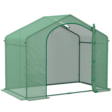 Outsunny 6' X 3' X 5' Portable Walk In Greenhouse, Pe Cover, Steel Frame Garden Hot House, Zipper Door, Top Vent For Flowers, Vegetables, Saplings, Tropical Plants, Green Green Steel