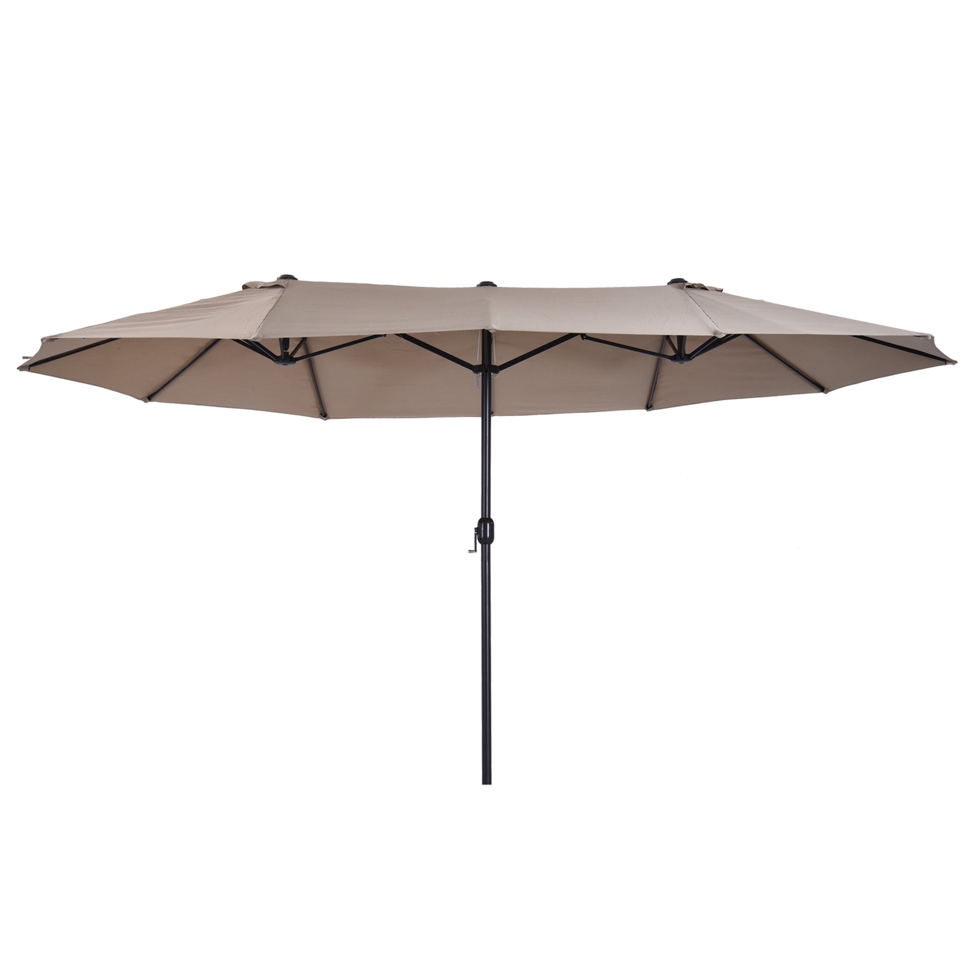 Outsunny Extra Large 15Ft Patio Umbrella, Double Sided Outdoor Umbrella With Crank Handle And Air Vents For Backyard, Deck, Pool, Market, Tan Brown Steel