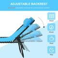 Outsunny Folding Chaise Lounge Pool Chair, Patio Sun Tanning Chair, Outdoor Lounge Chair W 4 Position Reclining Back, Pillow,Mesh & Bungee Seat For Beach, Yard, Patio, Blue Blue Steel