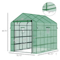 Outsunny 8' X 6' X 7' Walk In Greenhouse With Mesh Door And Windows, 18 Shelf Hot House With Trellis, Plant Labels, Uv Protective For Growing Flowers, Herbs, Vegetables, Saplings, Green Green Steel