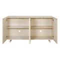 Modern Style Sideboard With Superior Storage Space, Hollow Door Design And 2 Adjustable Shelves For Living Room And Dining Room Almond Almond Dining Room Adjustabel Shelves Mdf