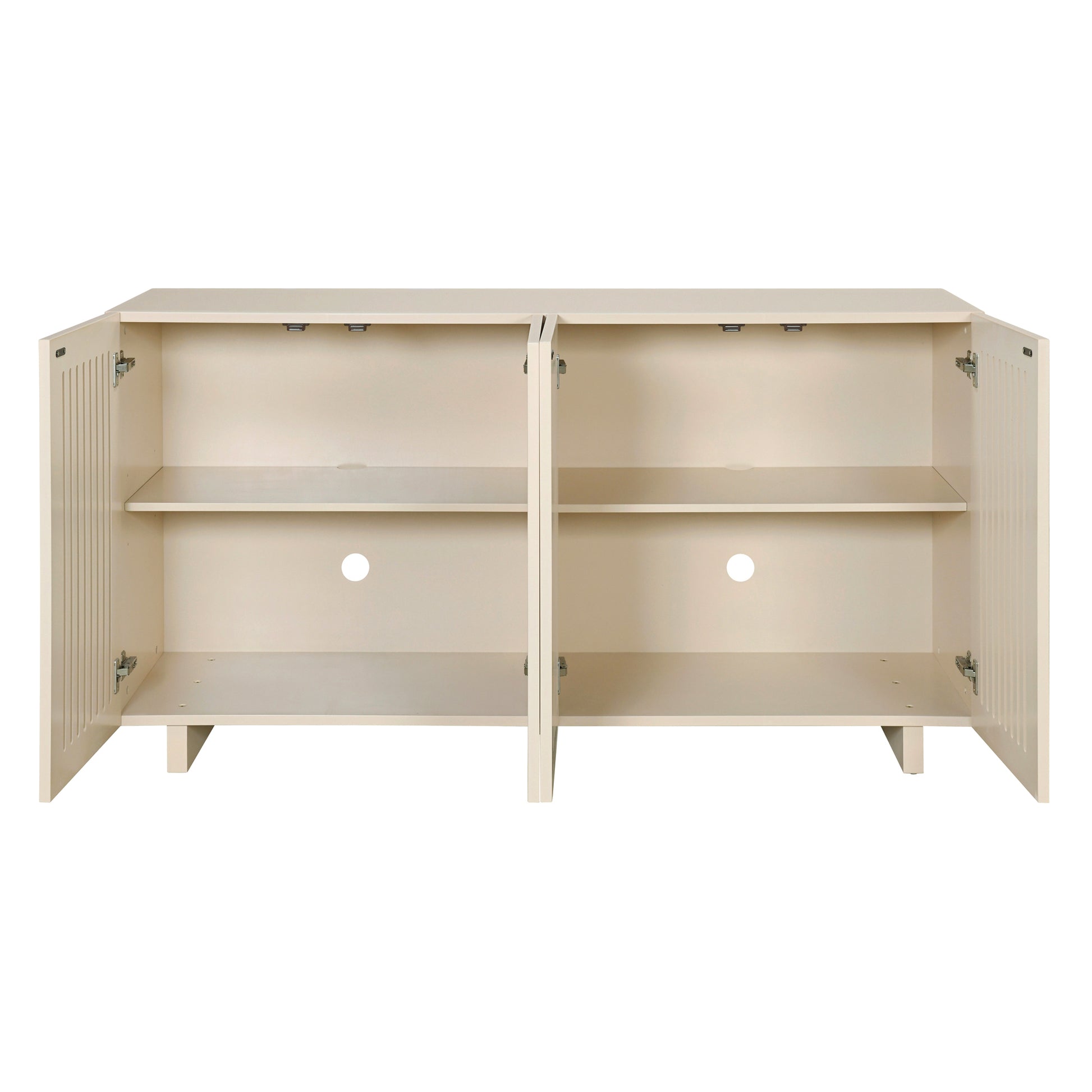 Modern Style Sideboard With Superior Storage Space, Hollow Door Design And 2 Adjustable Shelves For Living Room And Dining Room Almond Almond Dining Room Adjustabel Shelves Mdf