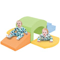 Soft Foam Playset For Toddlers, Safe Softzone Single Tunnel Foam Climber For Kids, Lightweight Indoor Active Play Structure With Slide Stairs And Ramp For Beginner Toddler Climb And Crawl Colorful Foam