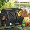 Outsunny Dual Compost Tumbler Bin, Outdoor Tumbling Composter With 24 Ventilation Openings And Steel Legs, 34.5 Gallon Black Steel