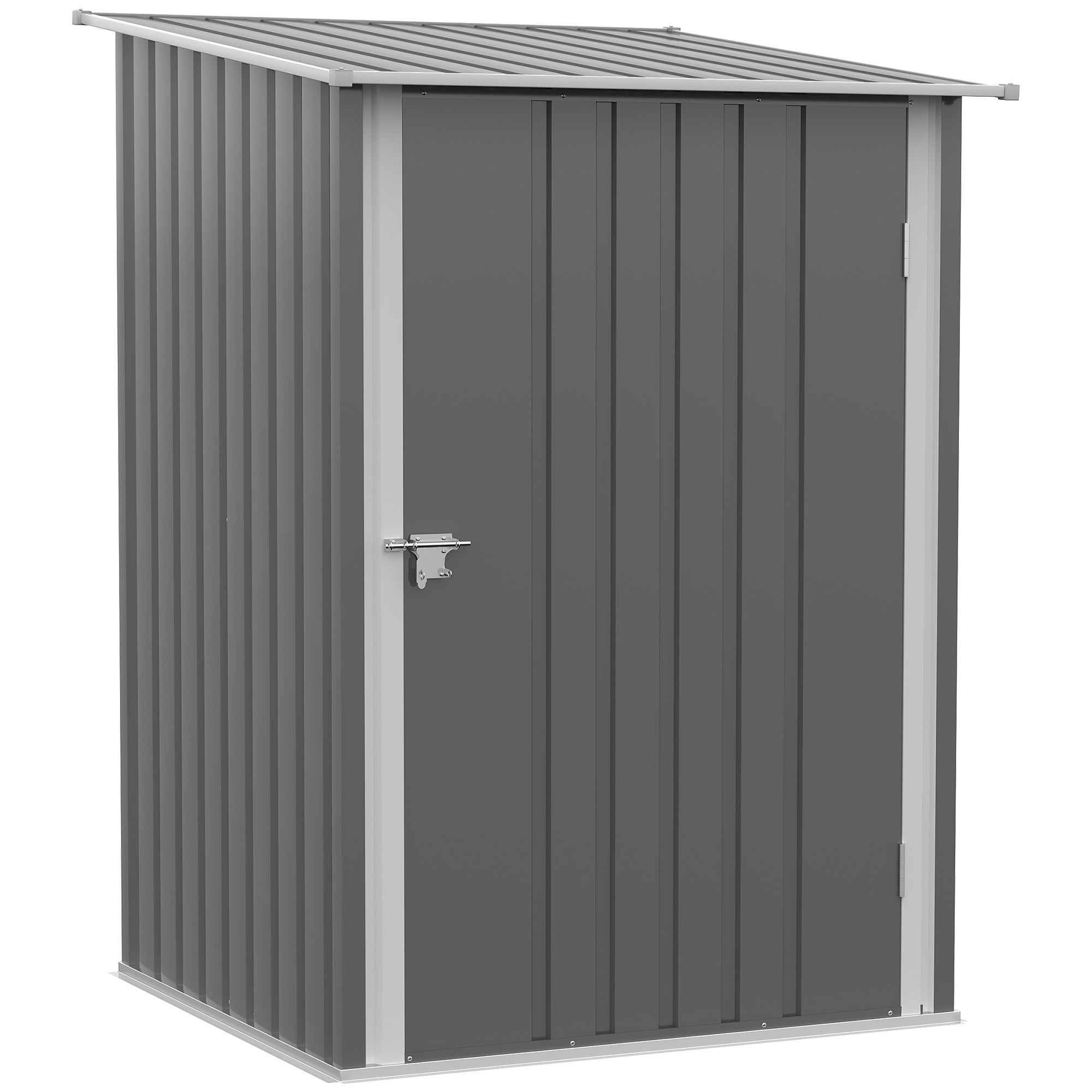 Outsunny 3.3' X 3.4' Outdoor Storage Shed, Galvanized Metal Utility Garden Tool House, 2 Vents And Lockable Door For Backyard, Bike, Patio, Garage, Lawn, Gray Gray Steel