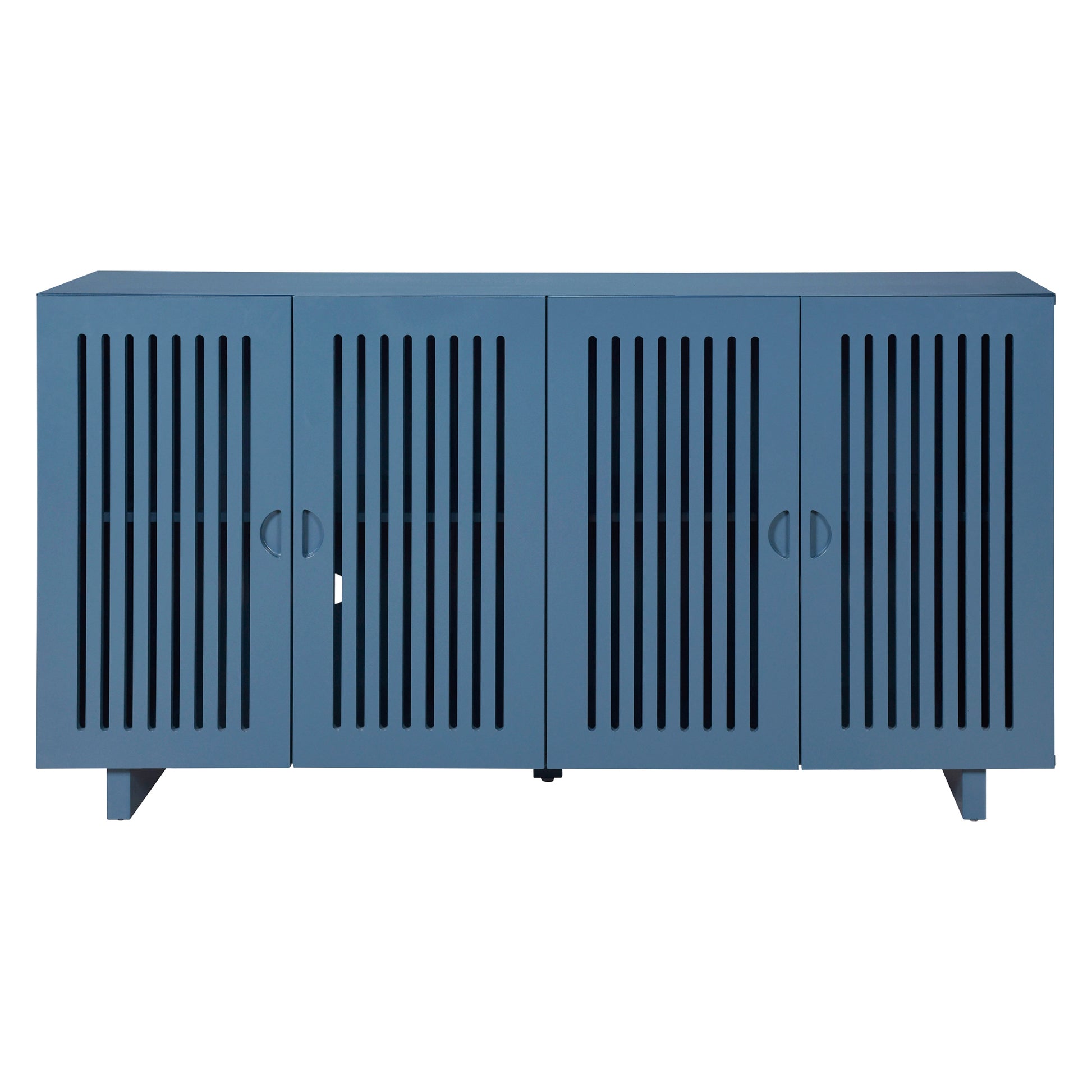 Modern Style Sideboard With Superior Storage Space, Hollow Door Design And 2 Adjustable Shelves For Living Room And Dining Room Navy Blue Navy Blue Dining Room Adjustabel Shelves Mdf