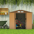 Outsunny 7' X 4' Outdoor Storage Shed, Garden Tool House With Foundation, 4 Vents And 2 Easy Sliding Doors For Backyard, Patio, Garage, Lawn, Yellow Yellow Steel