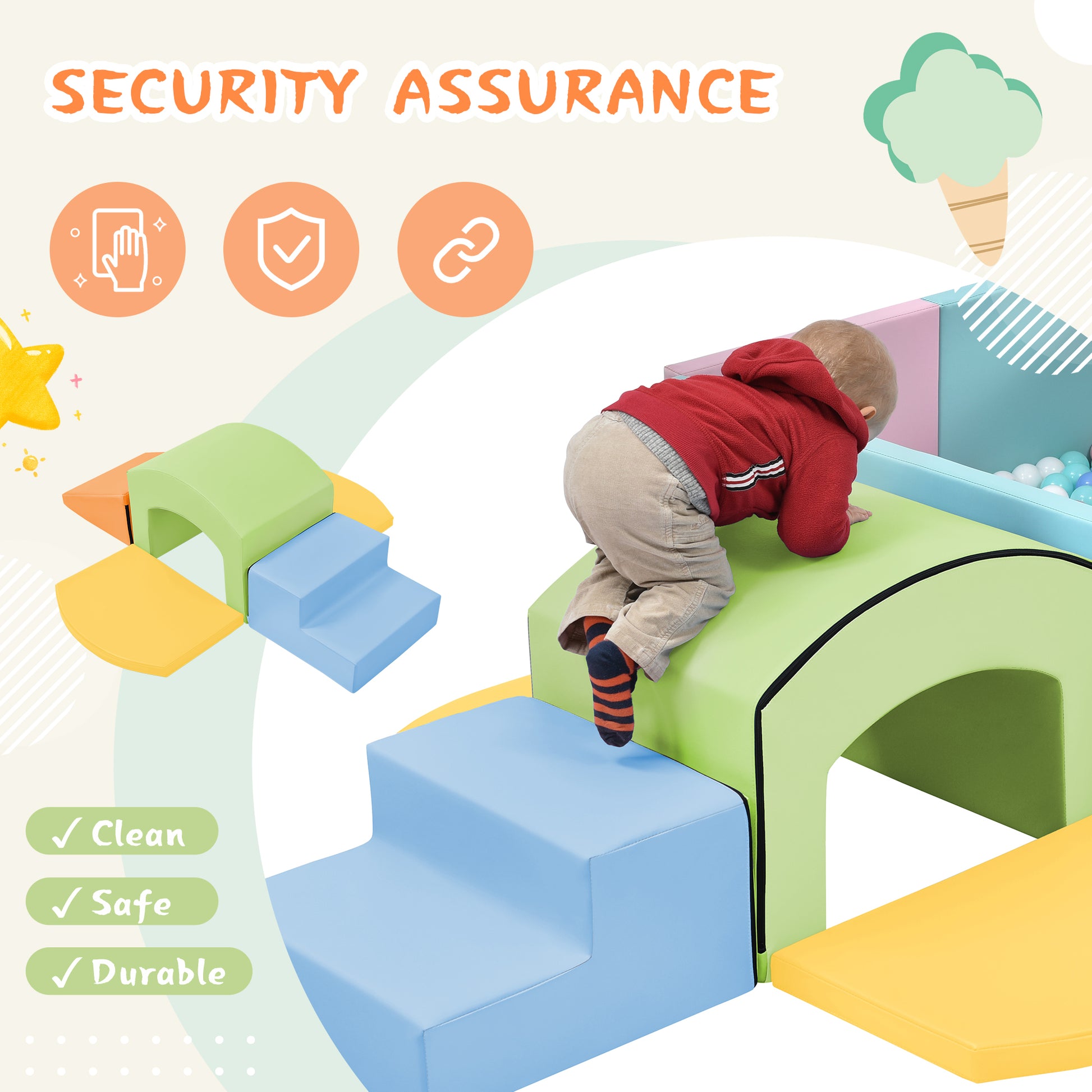 Soft Foam Playset For Toddlers, Safe Softzone Single Tunnel Foam Climber For Kids, Lightweight Indoor Active Play Structure With Slide Stairs And Ramp For Beginner Toddler Climb And Crawl Colorful Foam