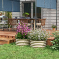 Outsunny Galvanized Raised Garden Bed Set Of 2, Planters For Outdoor Plants With Safety Edging, Easy To Assemble Stock Tanks For Growing Flowers, Herbs And Vegetables, Cream White White Steel