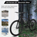 A2757 27 Inch Mountain Bike 21 Speeds, Suspension Fork, Aluminum Frame Disc Brake For Unisex Mountain Bikes Cycling Black Without Anti Slip Garden & Outdoor American Design Multifunctional Aluminium