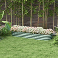 Outsunny 6.4' X 2' X 1' Galvanized Raised Garden Bed Kit, Outdoor Metal Elevated Planter Box With Safety Edging, Easy Diy Stock Tank For Growing Flowers, Herbs & Vegetables, Green Green Steel