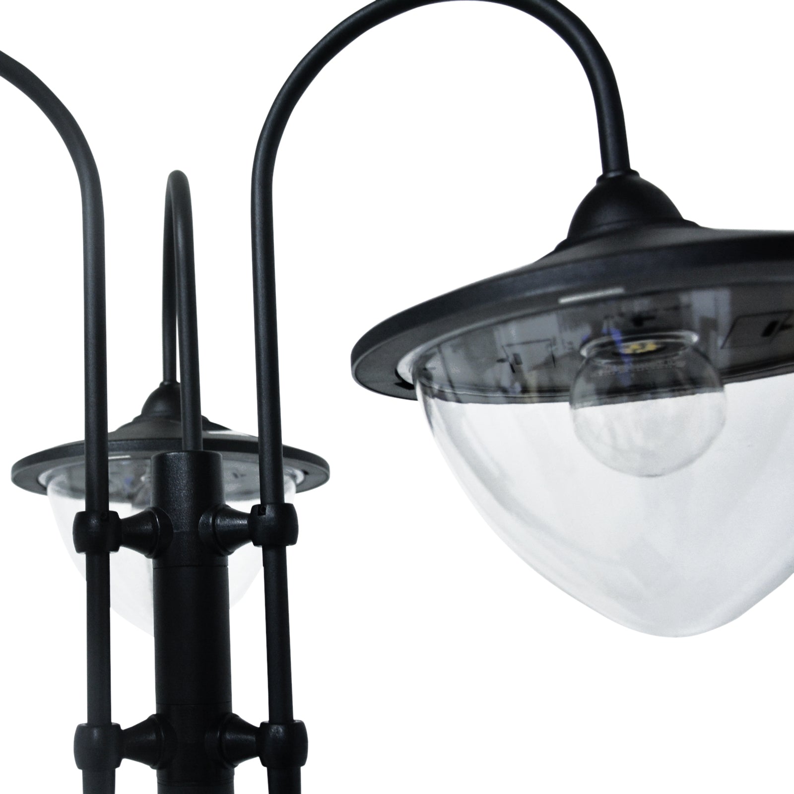 Outsunny 74.5" 3 Head Solar Lamp Post Street Light With Planter, Automatic On, 6 Hour Max Outdoor Ready Led Lighting, Black Black Steel
