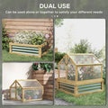 Outsunny Raised Garden Bed With Polycarbonate Greenhouse, Garden Wooden Cold Frame Greenhouse Flower Planter Protection, Peak Roof, 35.5