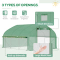 Outsunny 11.5' X 10' X 6.5' Walk In Tunnel Greenhouse With Zippered Mesh Door, 7 Mesh Windows & Roll Up Sidewalls, Upgraded Gardening Plant Hot House With Galvanized Steel Hoops, Green Green Steel