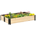 Outsunny Foldable Raised Garden Bed, Wooded Elevated Ground Planter Box With Insert Extended Steel Corners, 47 X 31 X 9In, For Vegetables, Flower, Herb Natural Wood