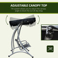 Outsunny 3 Seat Patio Swing Chair, Outdoor Canopy Swing With Stand, Adjustable Shade, Steel Frame For Adults, Garden, Poolside, Black Black Steel