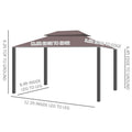 Outsunny 10' X 13' Patio Gazebo, Outdoor Gazebo Canopy Shelter With Netting And Curtains, Aluminum Frame For Garden, Lawn, Backyard And Deck, Coffee Brown Aluminum