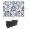 Outsunny Reversible Outdoor Rug Carpet, 9' X 12' Waterproof Plastic Straw Rug, Portable Rv Camping Rugs With Carry Bag, Large Floor Mat For Backyard, Deck, Picnic, Beach, Gray & White Floral Gray Polypropylene