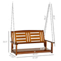 Outsunny 2 Person Front Porch Swing, Hanging Patio Swing, Outdoor Swing Bench With Pine Wood Frame And Hanging Chains For Garden And Yard, 550 Lbs Weight Capacity Natural Wood