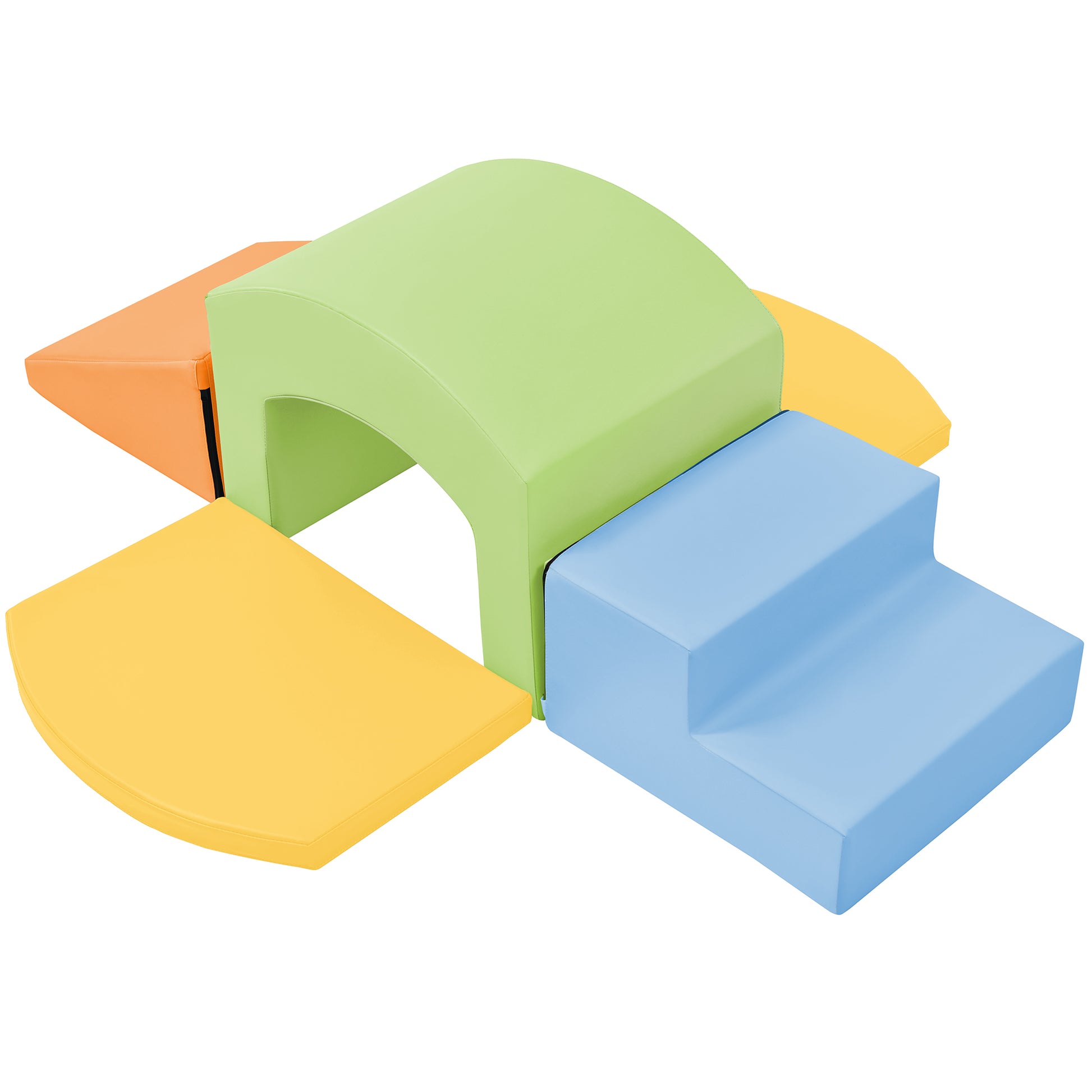 Soft Foam Playset For Toddlers, Safe Softzone Single Tunnel Foam Climber For Kids, Lightweight Indoor Active Play Structure With Slide Stairs And Ramp For Beginner Toddler Climb And Crawl Colorful Foam