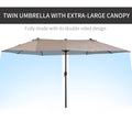 Outsunny Extra Large 15Ft Patio Umbrella, Double Sided Outdoor Umbrella With Crank Handle And Air Vents For Backyard, Deck, Pool, Market, Tan Brown Steel