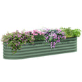 Outsunny 7.9' X 2' X 1.4' Galvanized Raised Garden Bed Kit, Outdoor Metal Elevated Planter Box With Safety Edging, Easy Diy Stock Tank For Growing Flowers, Herbs & Vegetables, Green Green Steel