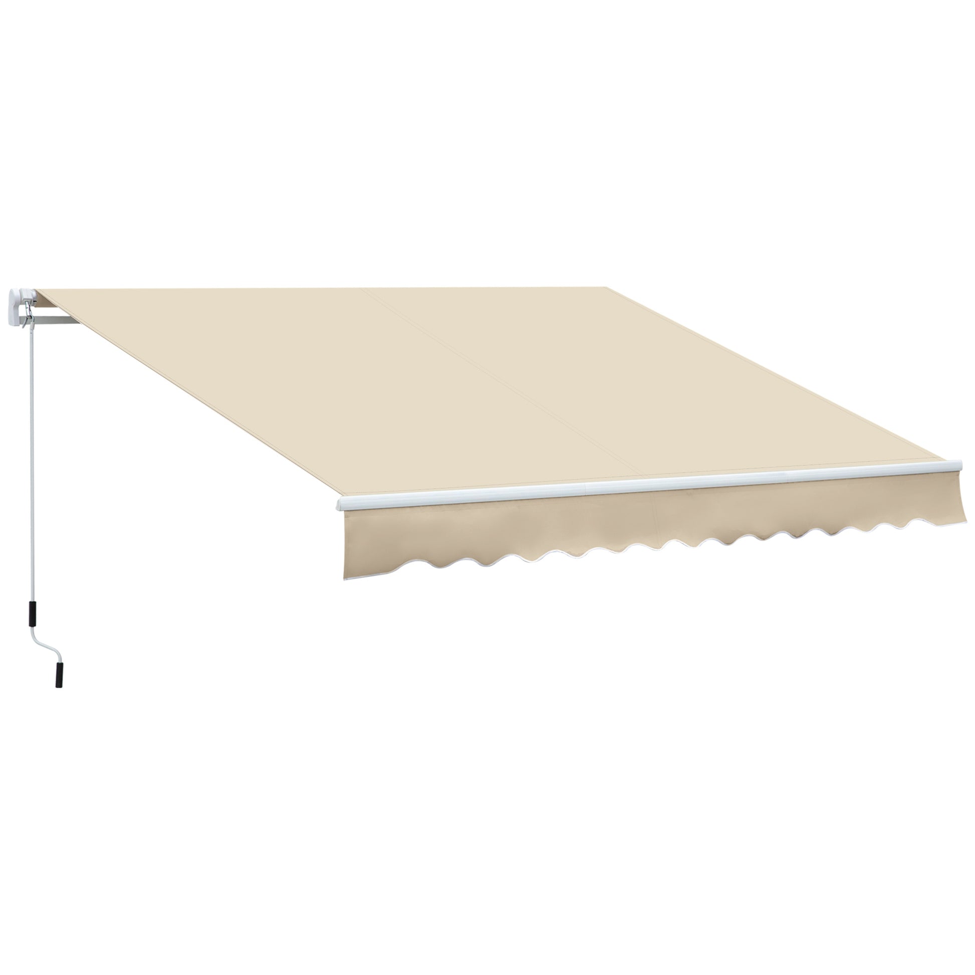 Outsunny 12' X 8' Retractable Awning Patio Awnings Sun Shade Shelter With Manual Crank Handle, 280G M Uv & Water Resistant Fabric And Aluminum Frame For Deck, Balcony, Yard, Cream White Cream White Aluminum