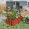 Outsunny Galvanized Raised Garden Bed Kit, Large And Tall Metal Planter Box For Vegetables, Flowers And Herbs, Reinforced, 6' X 3' X 2', Dark Brown Brown Steel