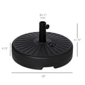 Outsunny Fillable Patio Umbrella Base Stand, Round Plastic Umbrella Holder For Outdoor, Patio, Garden, Deck And Beach, 46Lb Capacity Water Or 57Lb Capacity Sand, Fit Dia 38Mm Pole, Black Black Steel