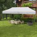 Outsunny 10' X 20' Pop Up Canopy Tent, Instant Sun Shelter With 3 Level Adjustable Height, Easy Up Outdoor Tent For Parties With Wheeled Carry Bag For Garden, Patio, White White Steel