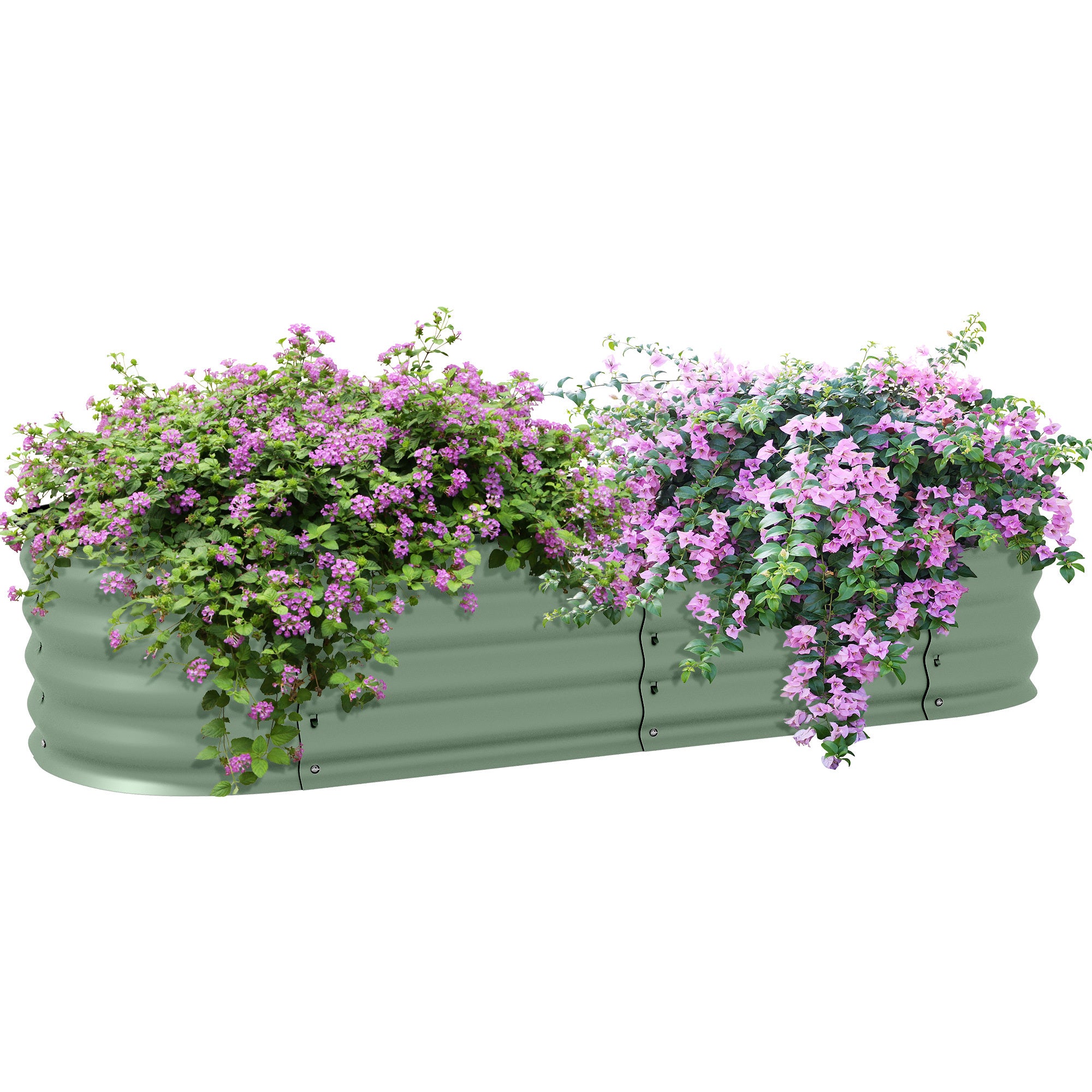 Outsunny 4.9' X 2' X 1' Galvanized Raised Garden Bed Kit, Outdoor Metal Elevated Planter Box With Safety Edging, Easy Diy Stock Tank For Growing Flowers, Herbs & Vegetables, Green Green Steel