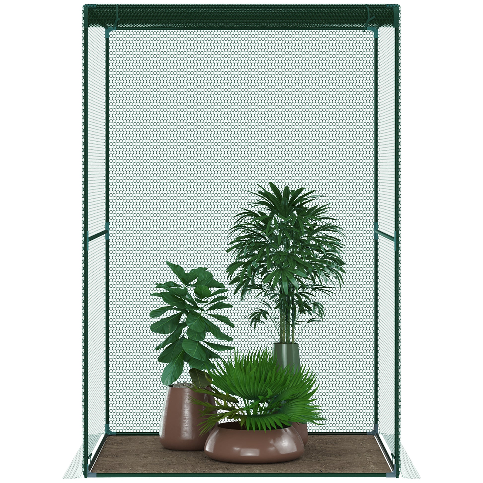Outsunny 4' X 4' Crop Cage, Plant Protection Tent With Zippered Doors For Vegetable Garden, Backyard, Green Green Steel
