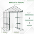 Outsunny 5' X 5' X 6' Mini Walk In Greenhouse Kit, Portable Green House With 3 Tier Shleves, Roll Up Door, And Weatherized Plastic Cover For Backyard Garden, Garden Clear Steel