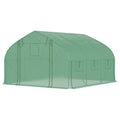 Outsunny 11.5' X 10' X 6.5' Walk In Tunnel Greenhouse With Zippered Mesh Door, 7 Mesh Windows & Roll Up Sidewalls, Upgraded Gardening Plant Hot House With Galvanized Steel Hoops, Green Green Steel