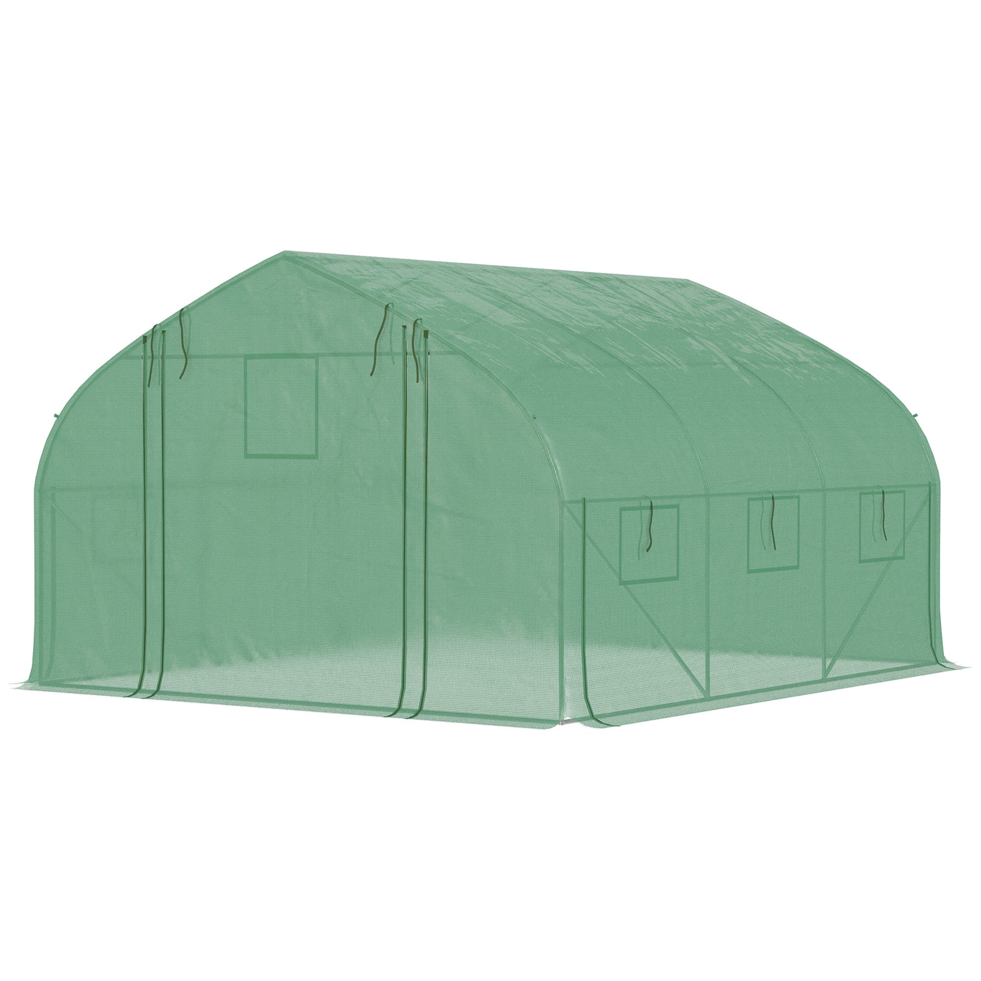 Outsunny 11.5' X 10' X 6.5' Walk In Tunnel Greenhouse With Zippered Mesh Door, 7 Mesh Windows & Roll Up Sidewalls, Upgraded Gardening Plant Hot House With Galvanized Steel Hoops, Green Green Steel