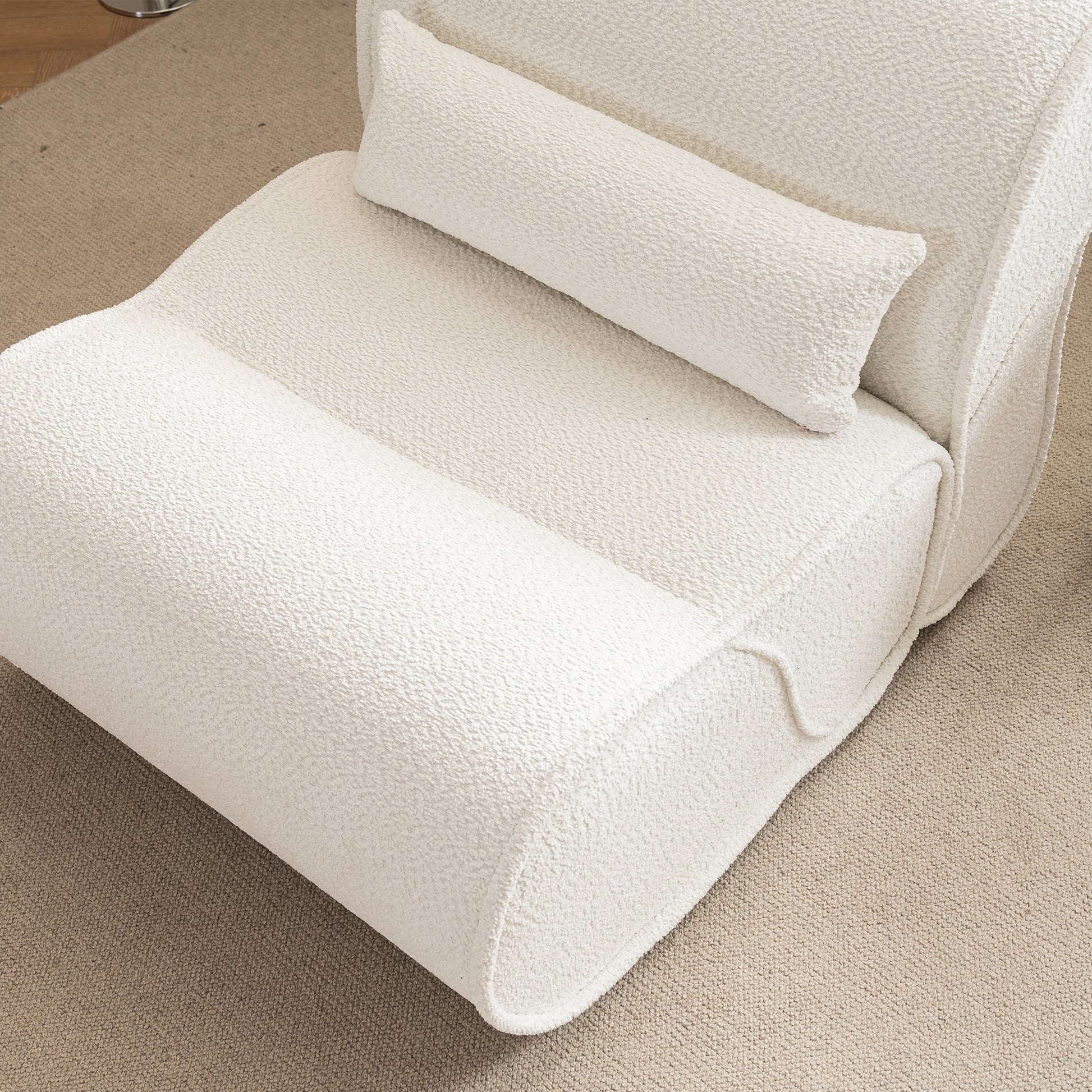 Soft Pellet Velvet Recliner Comfortable Lounge Chair With Waist Pack Padding, Modern Design, Ideal For Living Room, Bedroom Or Office Beige Beige Fabric