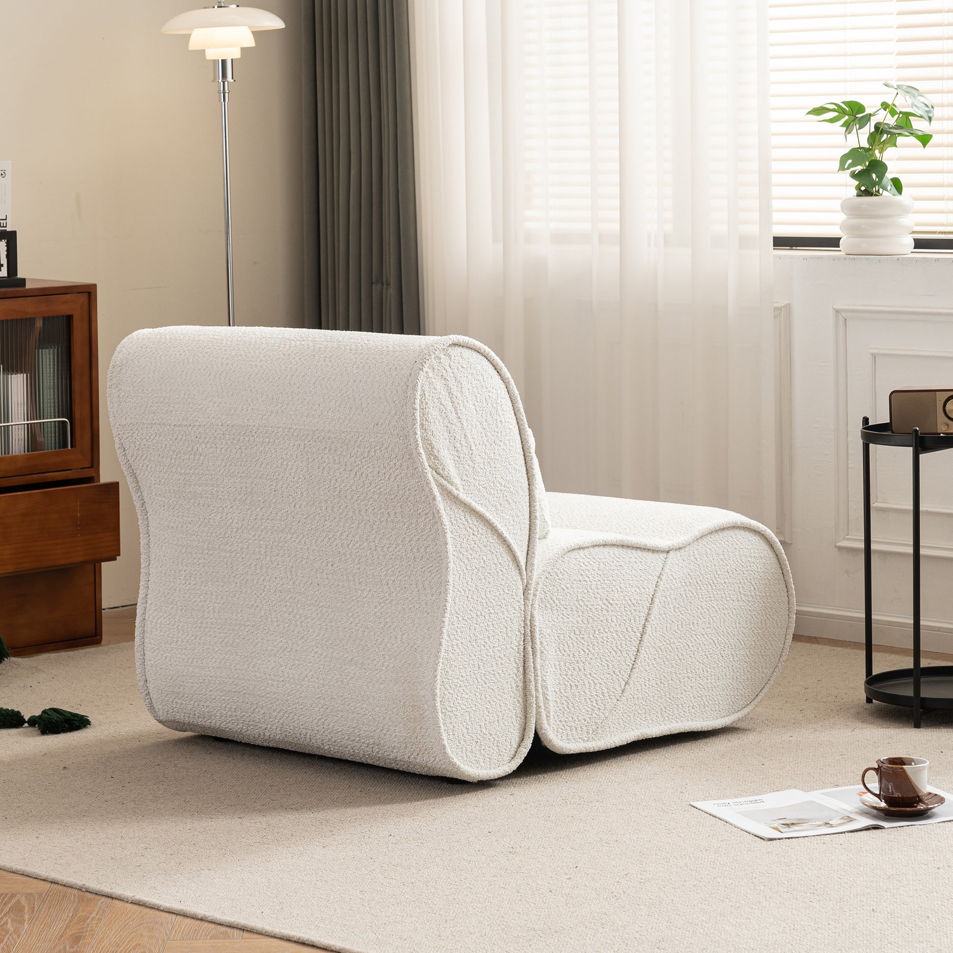 Soft Pellet Velvet Recliner Comfortable Lounge Chair With Waist Pack Padding, Modern Design, Ideal For Living Room, Bedroom Or Office Beige Beige Fabric