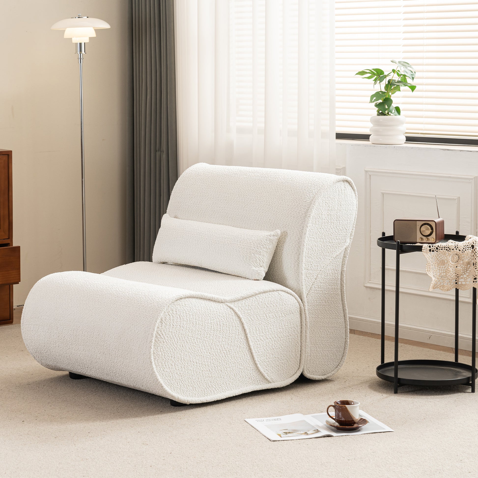 Soft Pellet Velvet Recliner Comfortable Lounge Chair With Waist Pack Padding, Modern Design, Ideal For Living Room, Bedroom Or Office Beige Beige Fabric