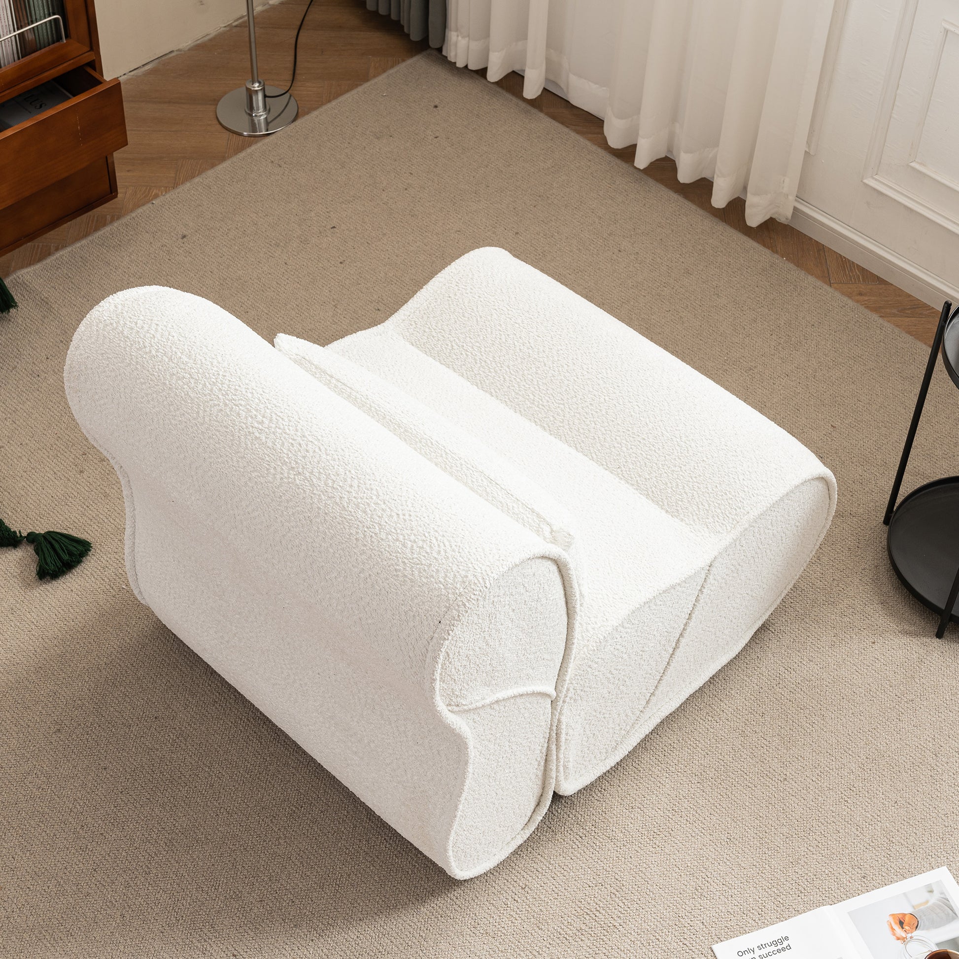 Soft Pellet Velvet Recliner Comfortable Lounge Chair With Waist Pack Padding, Modern Design, Ideal For Living Room, Bedroom Or Office Beige Beige Fabric