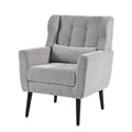 Modern Accent Chair,Chenille Arm Chairs For Living Room,Upholstered Mordern Armchair,Comfy Soft Padded Lounge Chair In Small Space, Bedroom, W Pillow, Solid Wood Leg Gray Grey Light Brown Primary Living Space Modern Rubberwood Foam Chenille