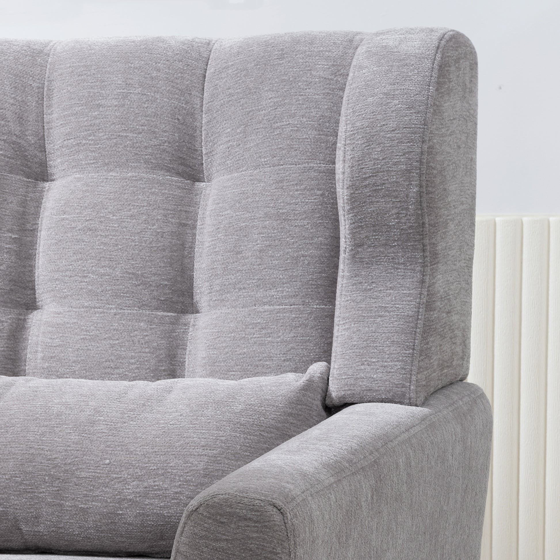 Modern Accent Chair,Chenille Arm Chairs For Living Room,Upholstered Mordern Armchair,Comfy Soft Padded Lounge Chair In Small Space, Bedroom, W Pillow, Solid Wood Leg Gray Grey Light Brown Primary Living Space Modern Rubberwood Foam Chenille
