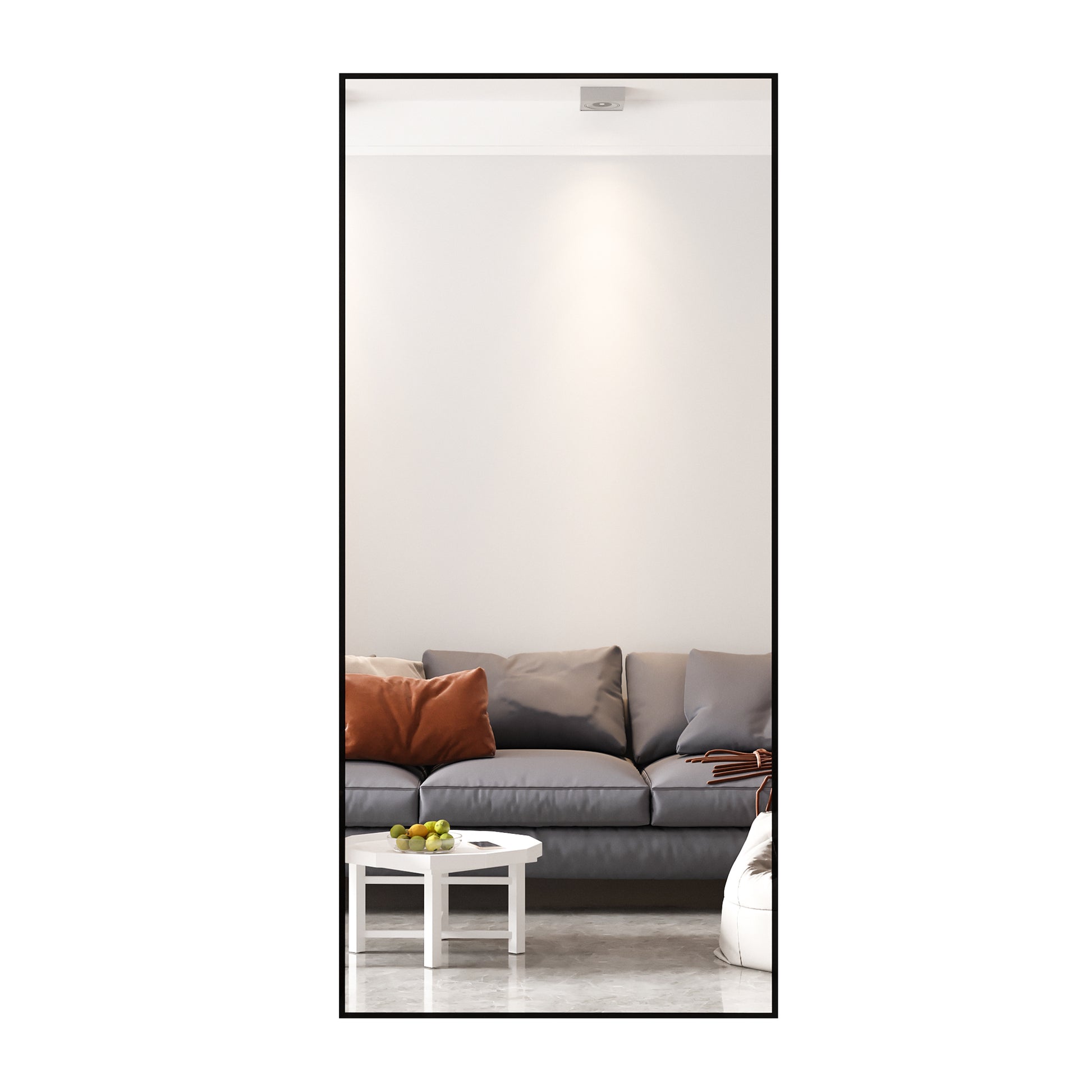 Tempered Mirror 71" X 32" Tall Full Length Mirror With Stand, Black Wall Mounting Full Body Mirror, Metal Frame Full Length Mirror For Living Room, Bedroom Black Glass