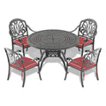 Cushions In Random Colors 5 Piece Set Of Cast Aluminum Patio Furniture With Cushions Yes Dining Set Black Seats 4 Rust Resistant Frame Water Resistant Cushion Garden & Outdoor Complete Patio Sets Aluminium