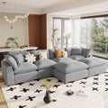 Modern Large U Shape Sectional Sofa, 2 Large Chaise With Removable Ottomans For Living Room Grey Polyester Primary Living Space Pillow Back American Design Polyester 6 Seat