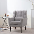 Modern Accent Chair,Chenille Arm Chairs For Living Room,Upholstered Mordern Armchair,Comfy Soft Padded Lounge Chair In Small Space, Bedroom, W Pillow, Solid Wood Leg Gray Grey Light Brown Primary Living Space Modern Rubberwood Foam Chenille